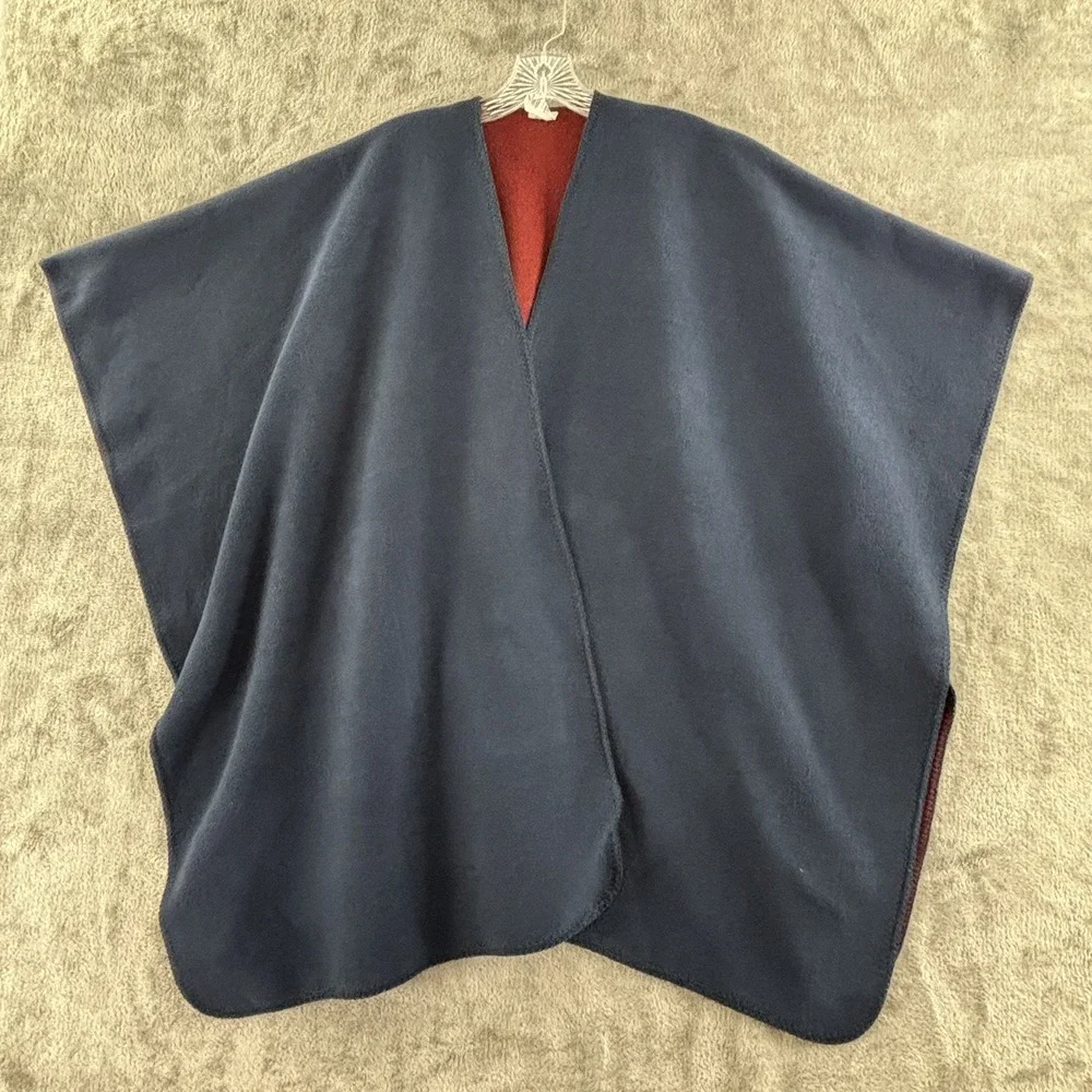 Woolrich Reversible Fleece Blanket Wrap‎ One Size Navy Blue Maroon